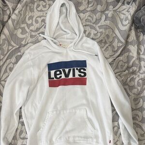 Levi's White Hoodie with Red and Blue Logo